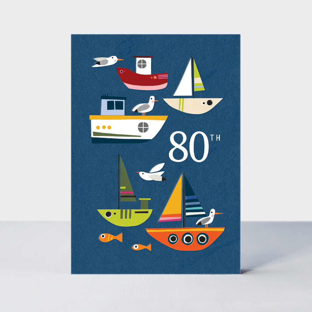Al Fresco - Age 80 Birthday Boats Card