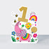 Balancing Act - Age 1 Birthday Card Girl Elephant