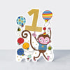 Balancing Act - Age 1 Birthday Card Boy Monkey