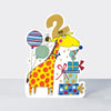 Balancing Act - Age 2 Birthday Card Boy Giraffe