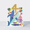 Balancing Act - Age 4 Birthday Card Boy Shark