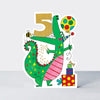 Balancing Act - Age 5 Birthday Card Boy Crocodile