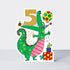 Balancing Act - Age 5 Birthday Card Boy Crocodile