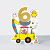 Balancing Act - Age 6 Birthday Card Boy Digger