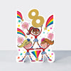 Balancing Act - Age 8 Birthday Card Girl Cheerleaders