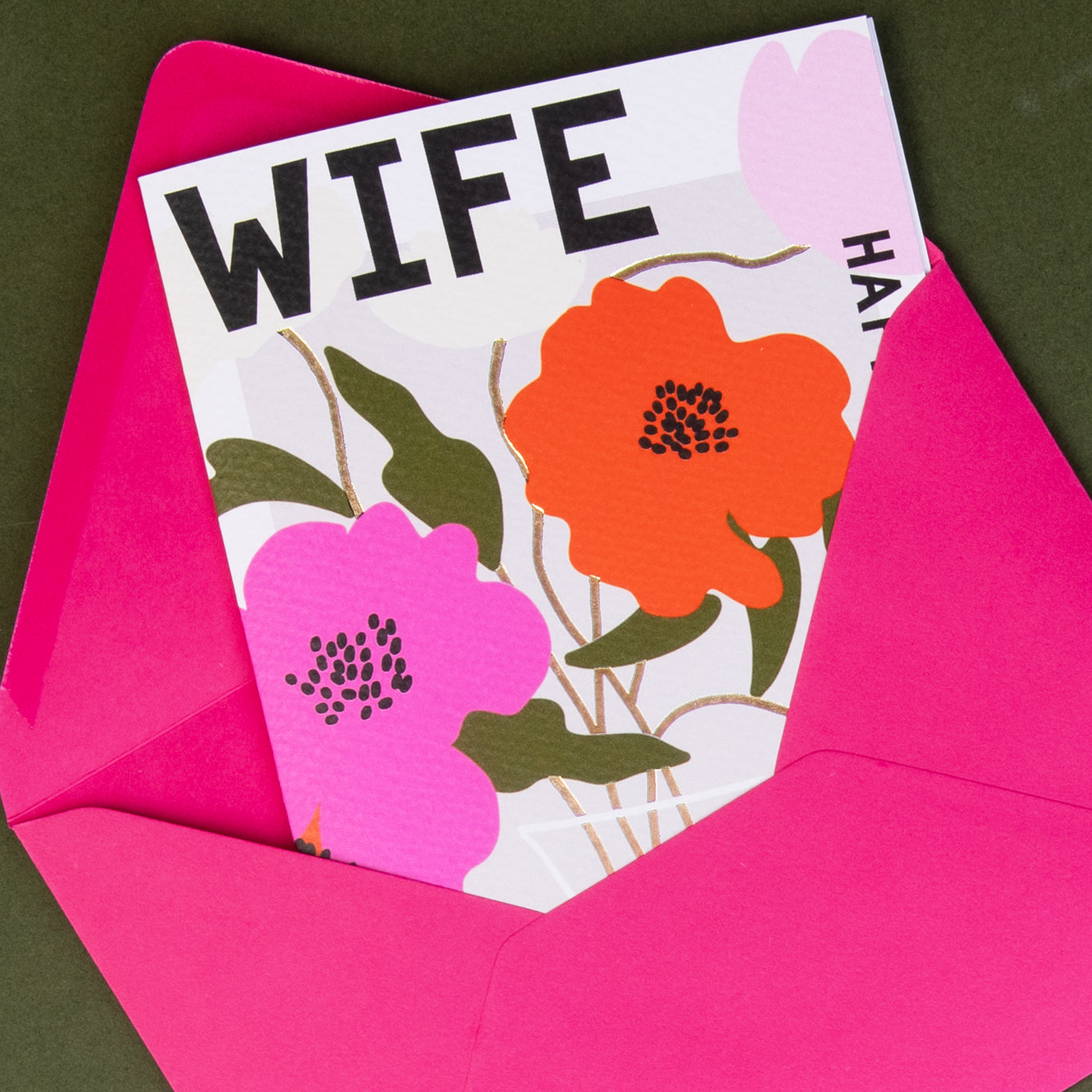 Belle - Wife Birthday Pink Floral Bunch  - Birthday Card