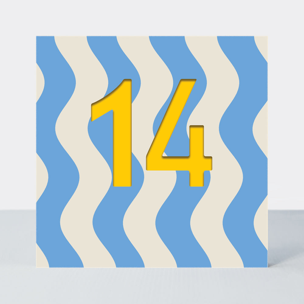 Bon Bon - Age 14 Birthday Card Blue Wave