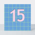 Bon Bon - Age 15 Birthday Card Blue Grid