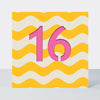 Bon Bon - Age 16 Birthday Card Yellow Wave