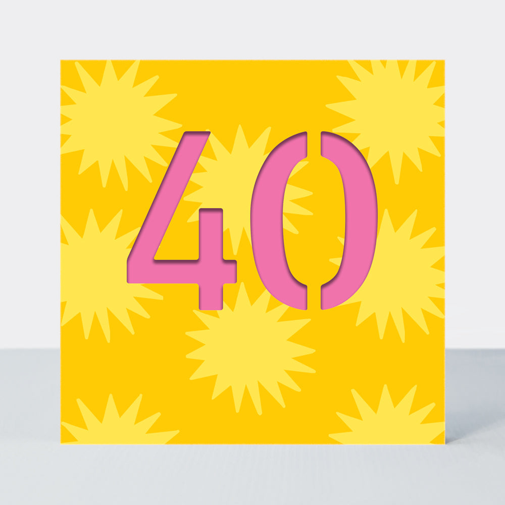 Bon Bon - Age 40 Birthday Card Yellow Suns