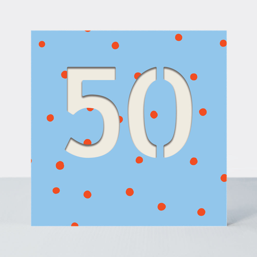 Bon Bon - Age 50 Birthday Card Blue Dots
