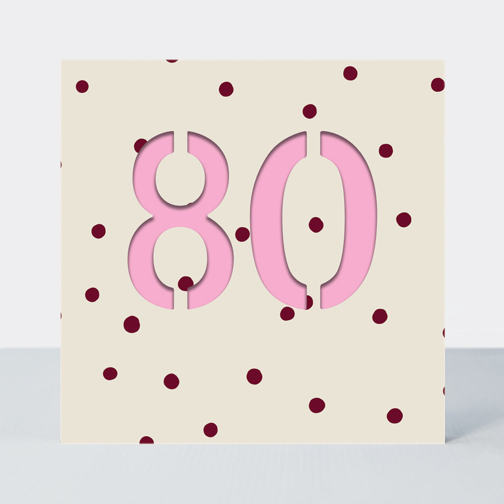 Bon Bon - Age 80 Birthday Card Cream Dots