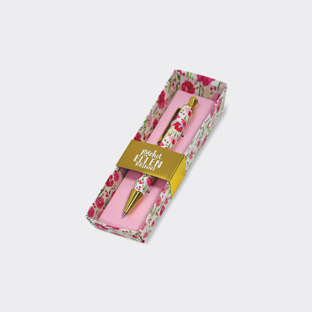 Boxed Pen - Pink Rosey Floral