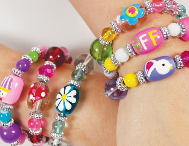 Bracelet - hand painted glass beads - multi designs