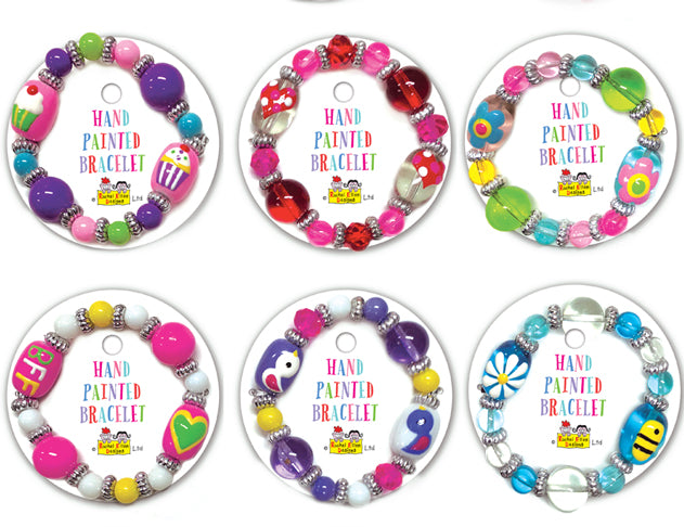 Bracelet - hand painted glass beads - multi designs