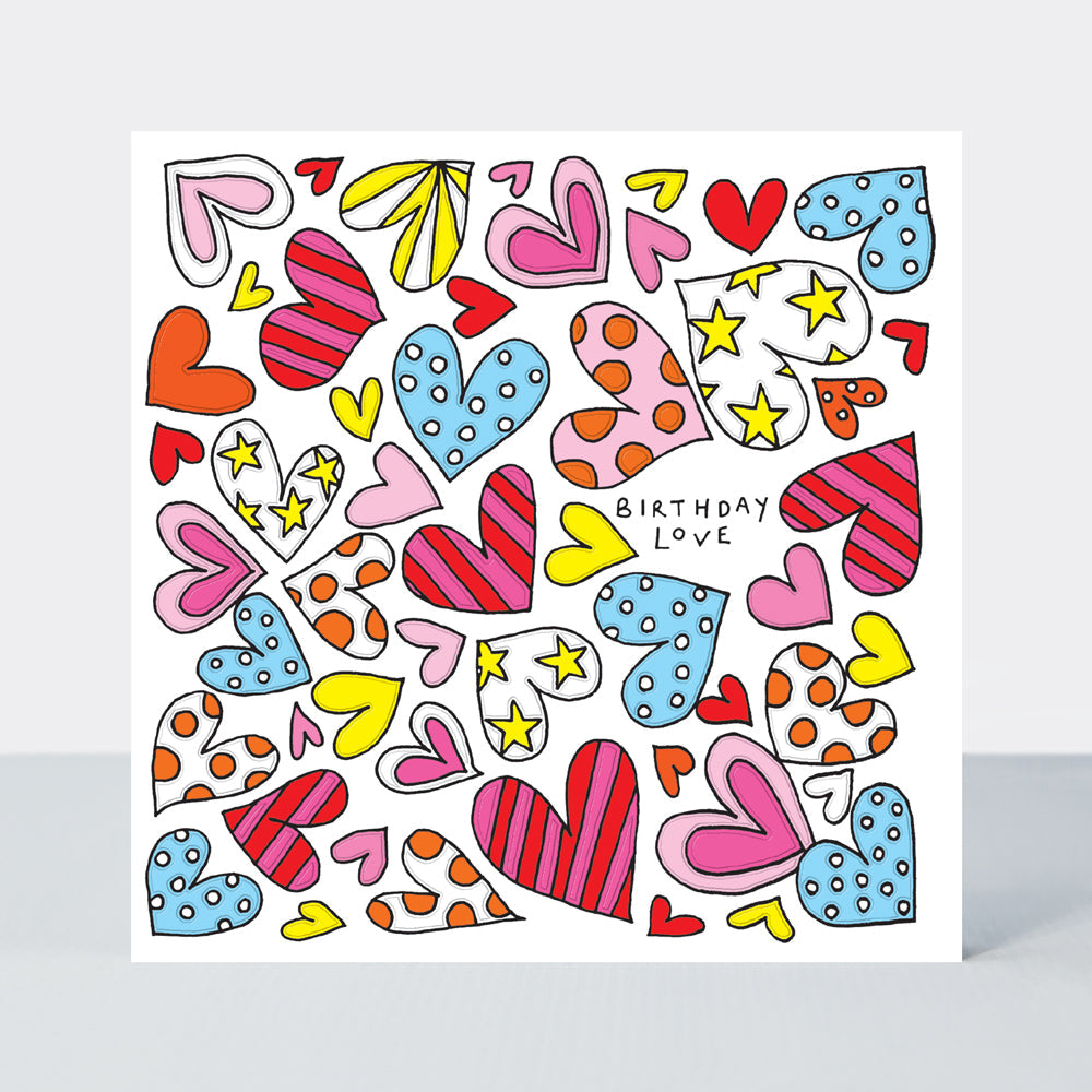 Scatter Brain - Birthday Love/Pink &amp; Red Love Hearts Card