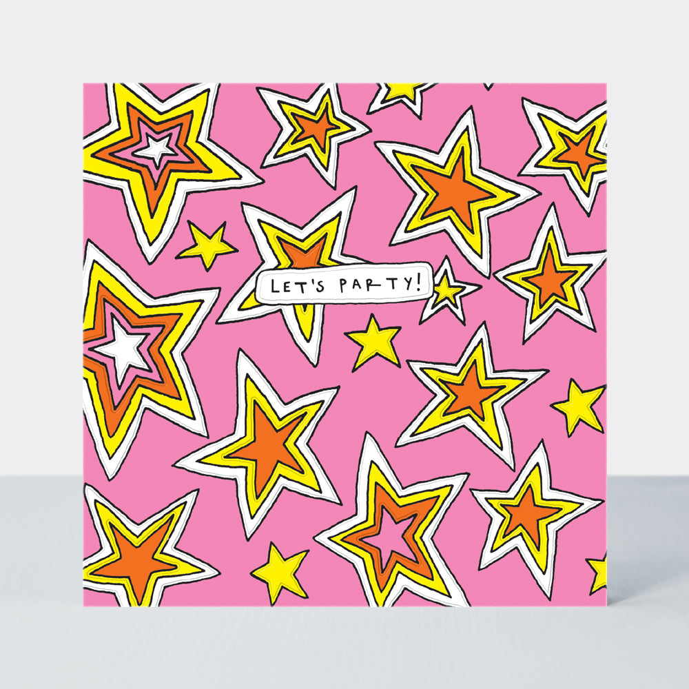 Scatter Brain - Lets Party/Pink Explosive Stars Birthday Card