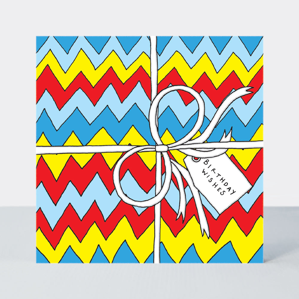 Scatter Brain - Birthday Wishes/Big Present Comic Book Style Zig Zag Birthday Card