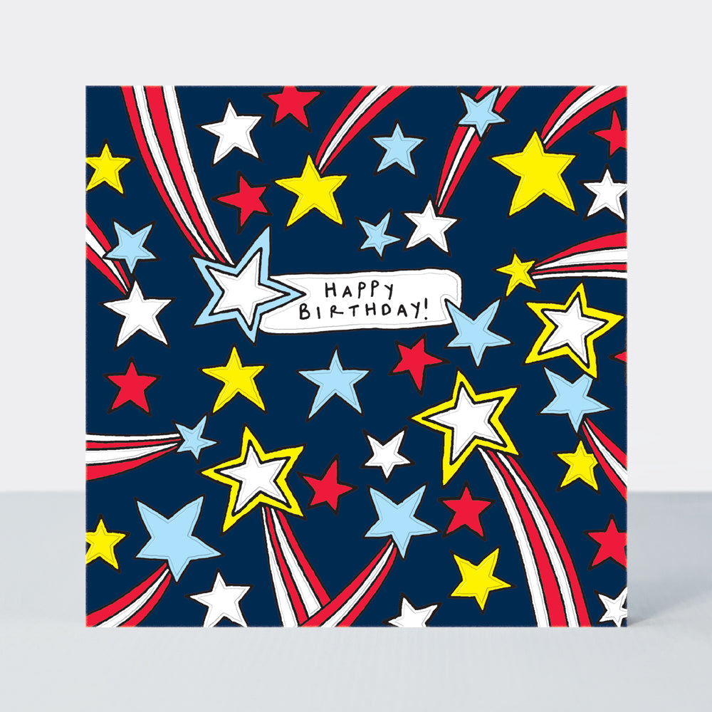 Scatter Brain - Happy Birthday/Comic Book Style Shooting Stars Birthday Card
