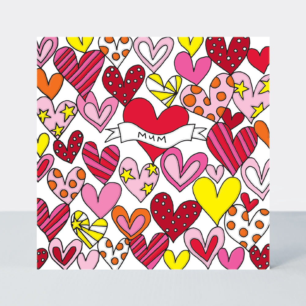 Scatter Brain - Mum Birthday/Red & Pink Love Hearts Card