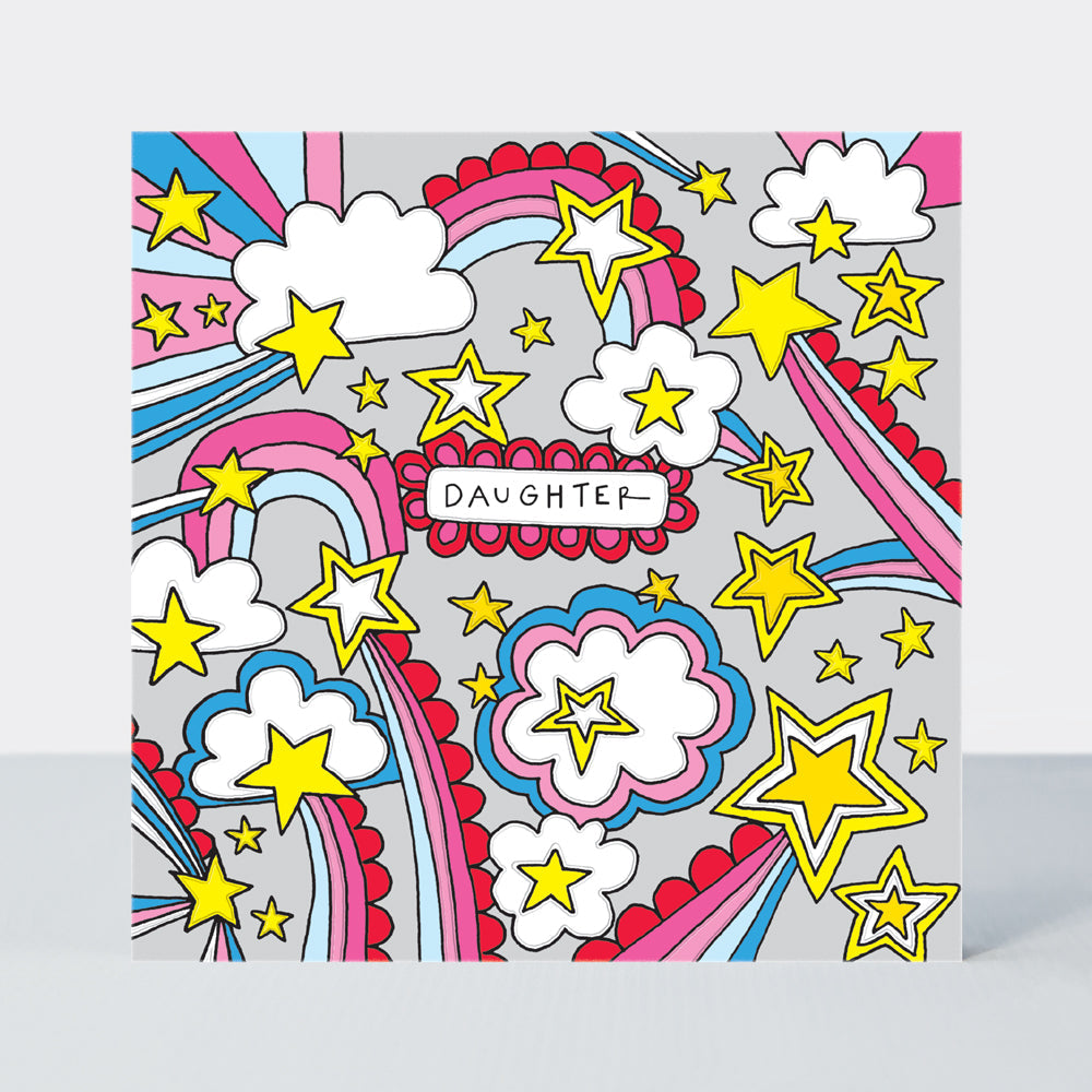 Scatter Brain - Daughter Birthday/Rainbows Clouds &amp; Shooting Stars Card