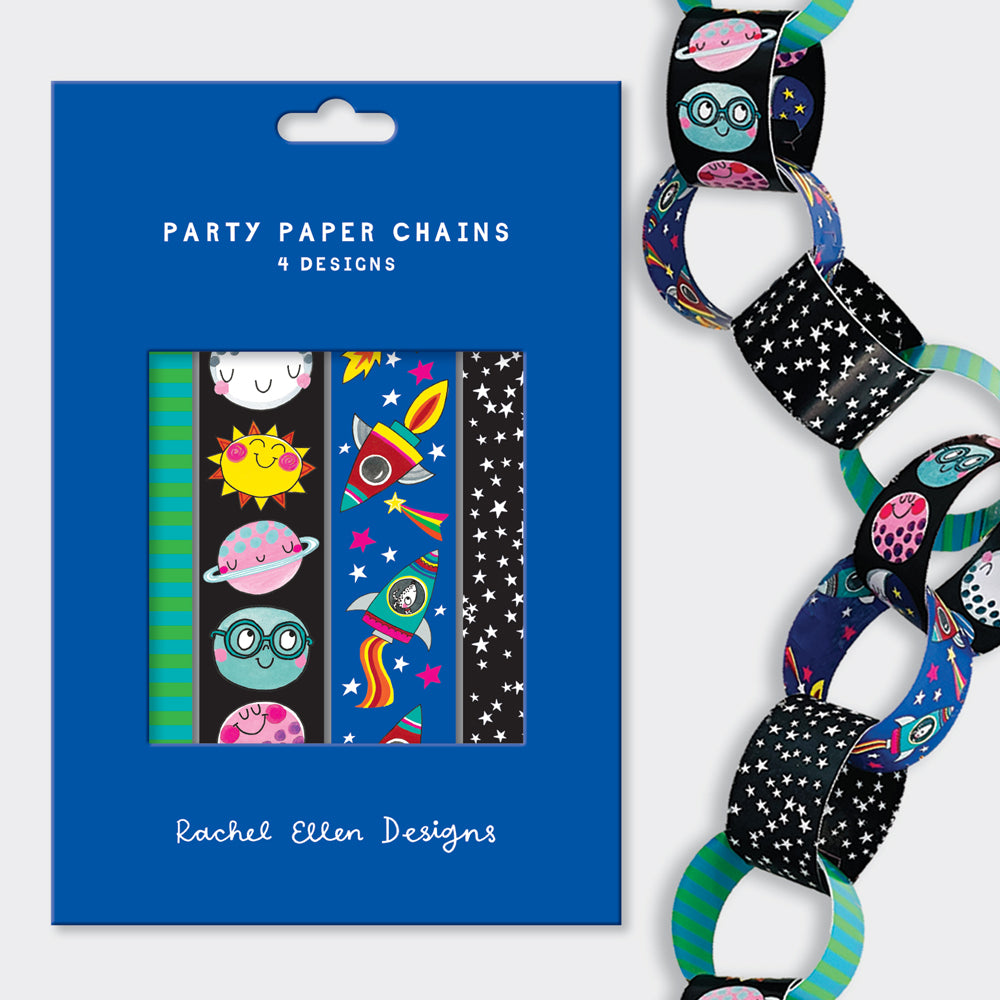 Party Paper Chain Kit - Space Themed - Rockets, Planets and Stars