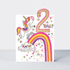Cherry on Top - Age 2 girl Unicorn  - Birthday Card