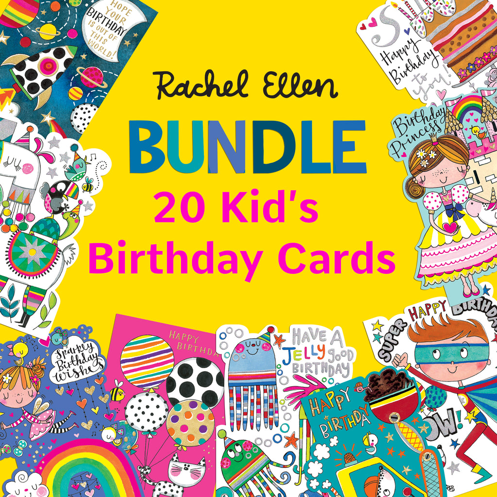 Classroom Birthday Party Card Bundle - 20 Kid's Birthday Cards