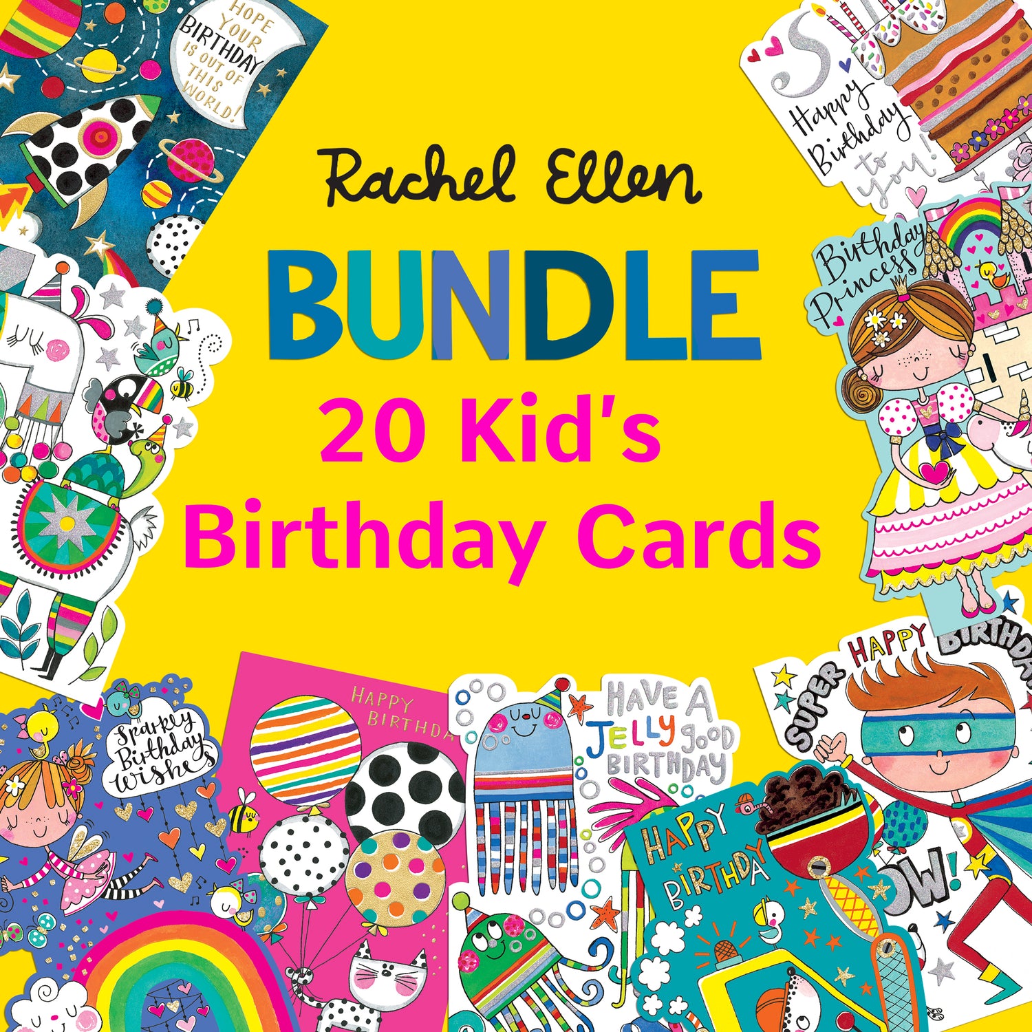 Classroom Birthday Party Card Bundle - 20 Kid&