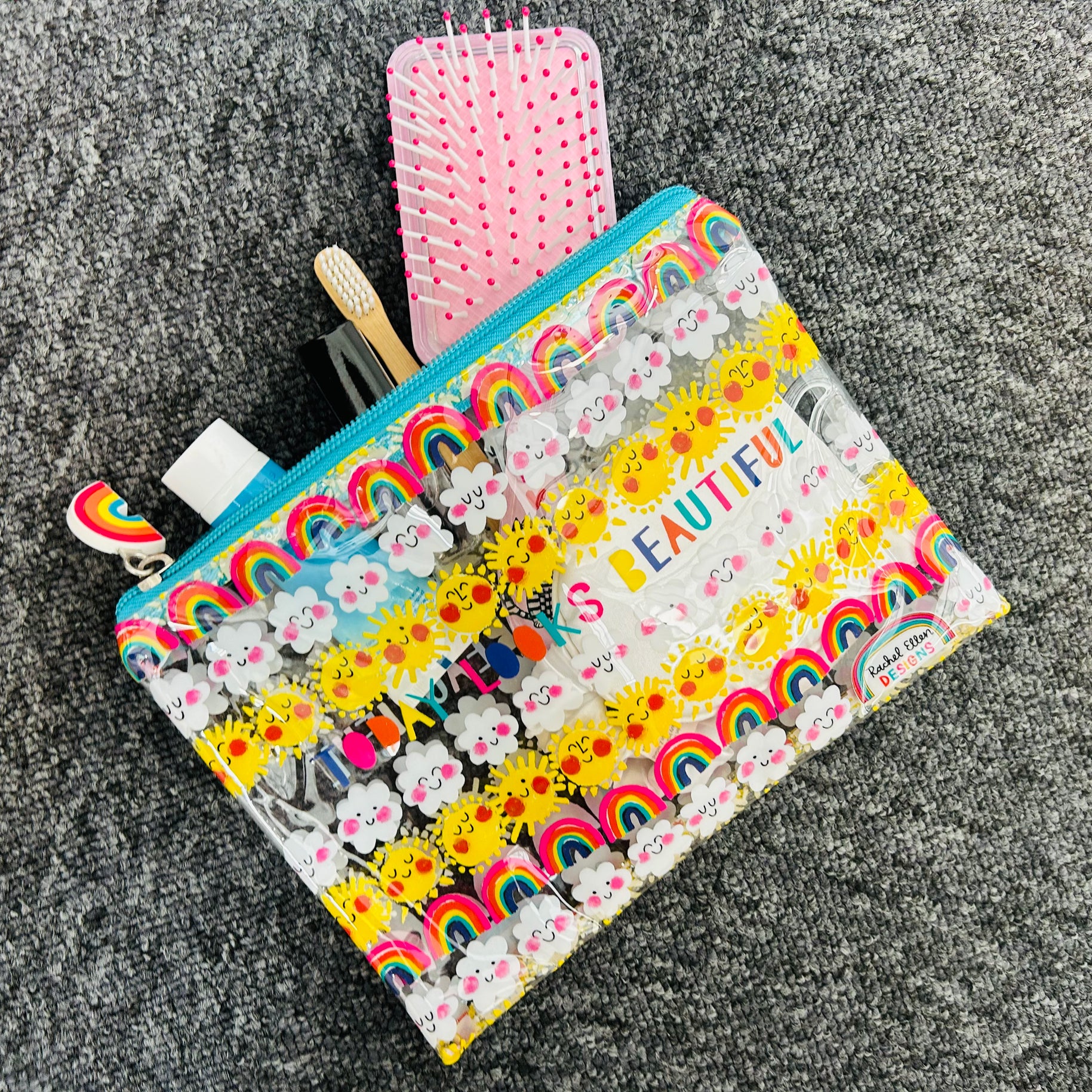 Clear Pencil Case/Pouch Today Looks Beautiful' Suns, Rainbows