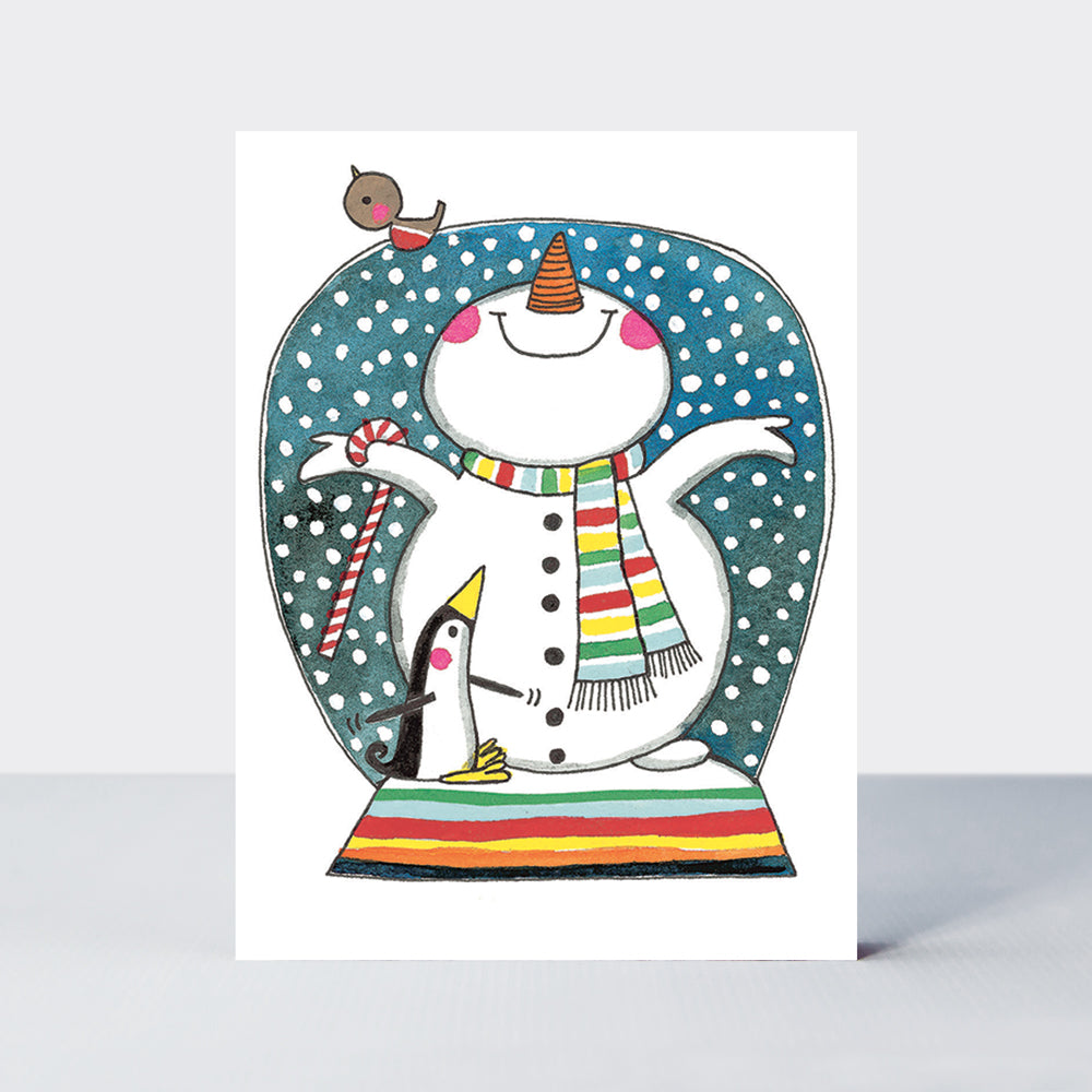 Boxed Mini Cards x 10 - Snowman Snow Globe