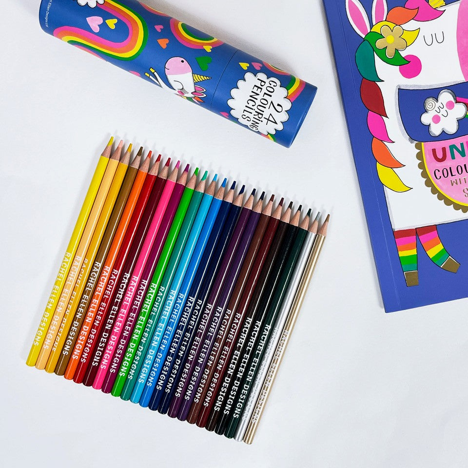 Tube of 24 Colouring Pencils - Unicorn &amp; Rainbow