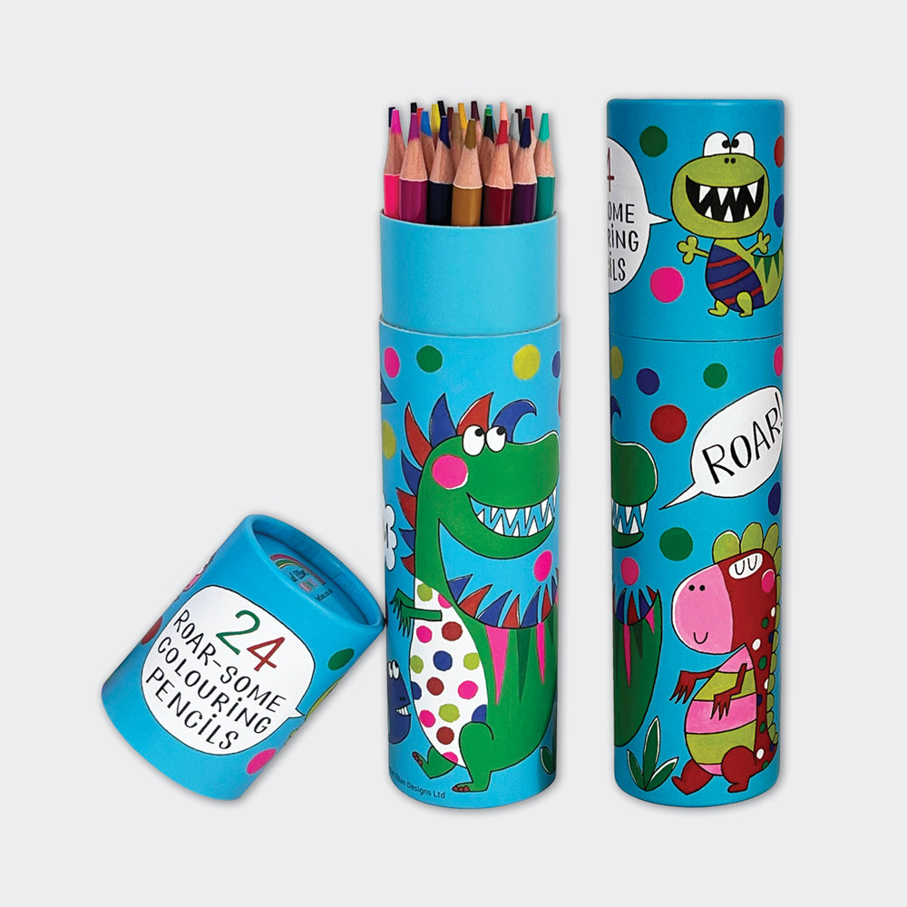 Tube of 24 Colouring Pencils - Roar-some Dinosaur