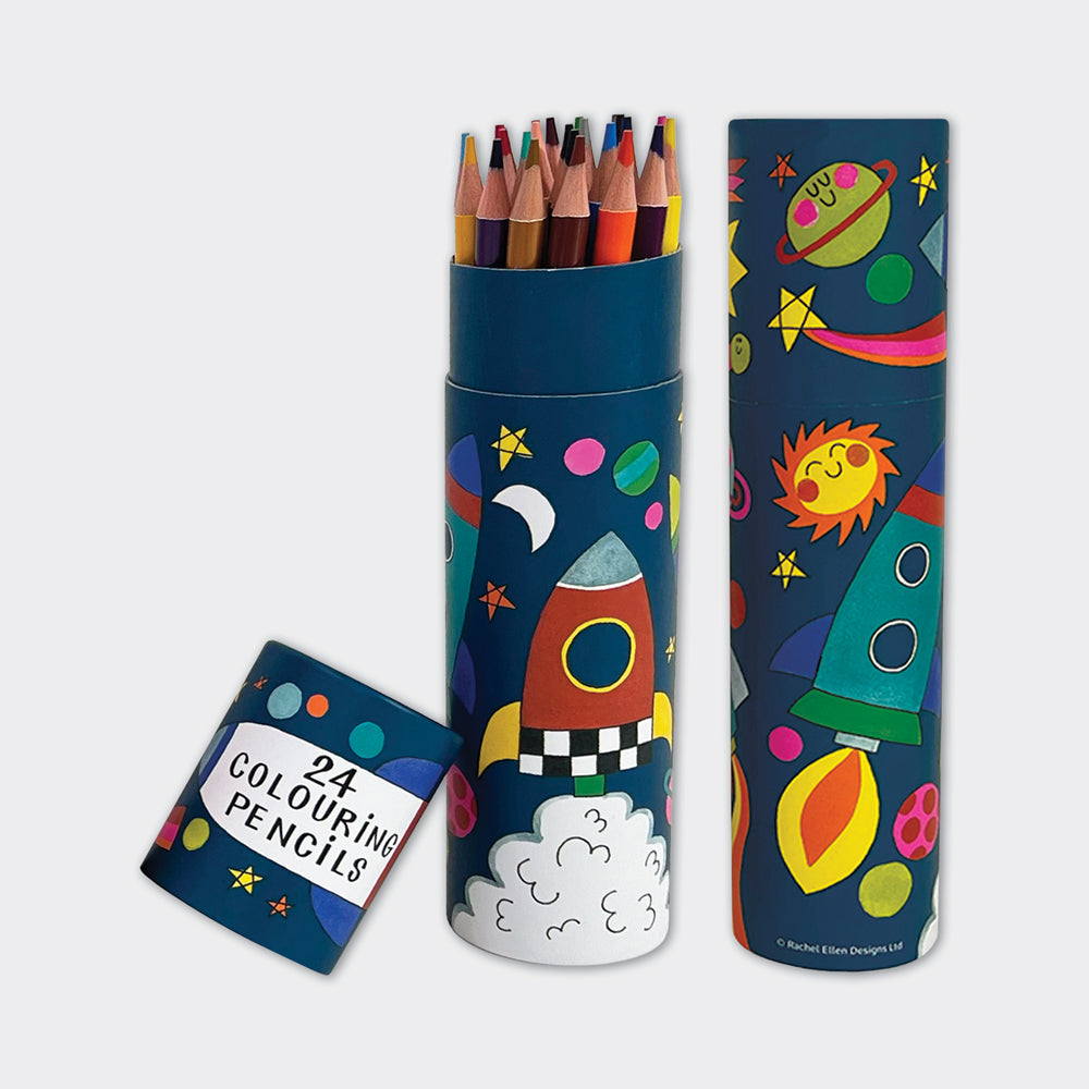 Tube of 24 Colouring Pencils - Cosmic Space Rocket