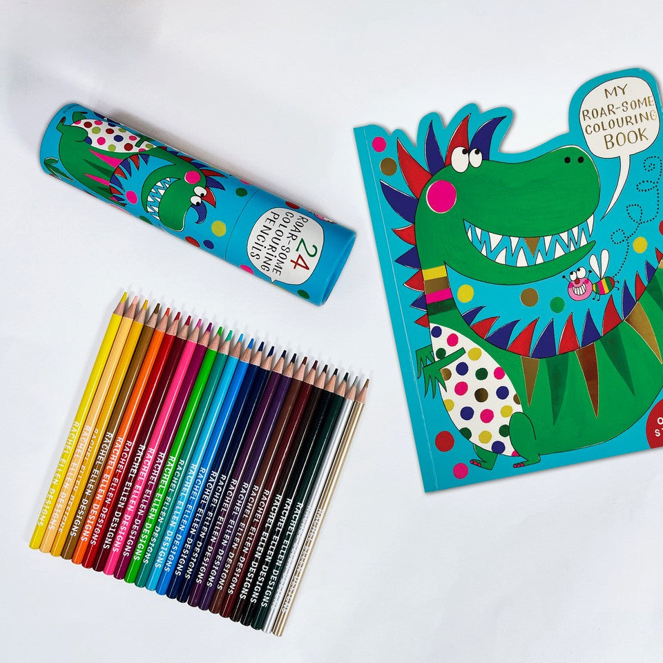 Tube of 24 Colouring Pencils - Roar-some Dinosaur
