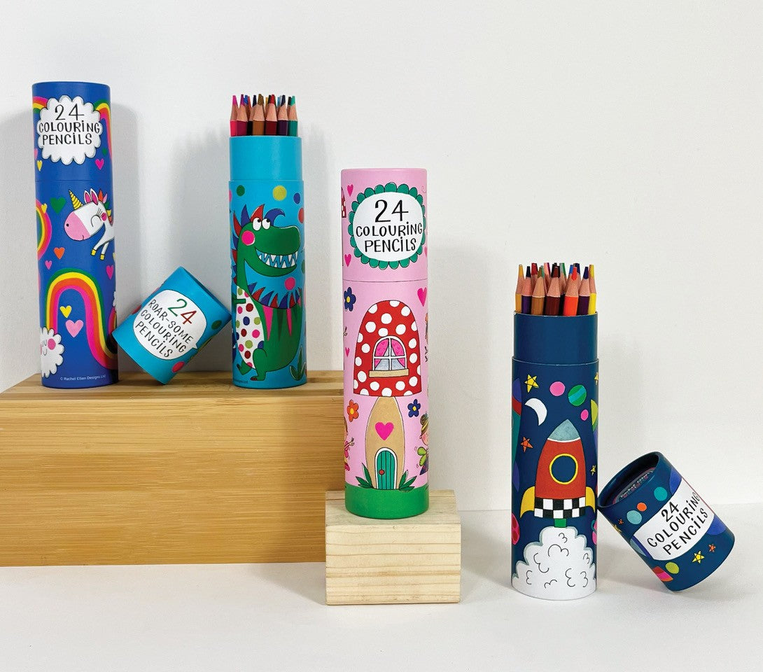Tube of 24 Colouring Pencils - Unicorn &amp; Rainbow