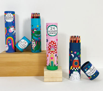 Tube of 24 Colouring Pencils - Unicorn &amp; Rainbow