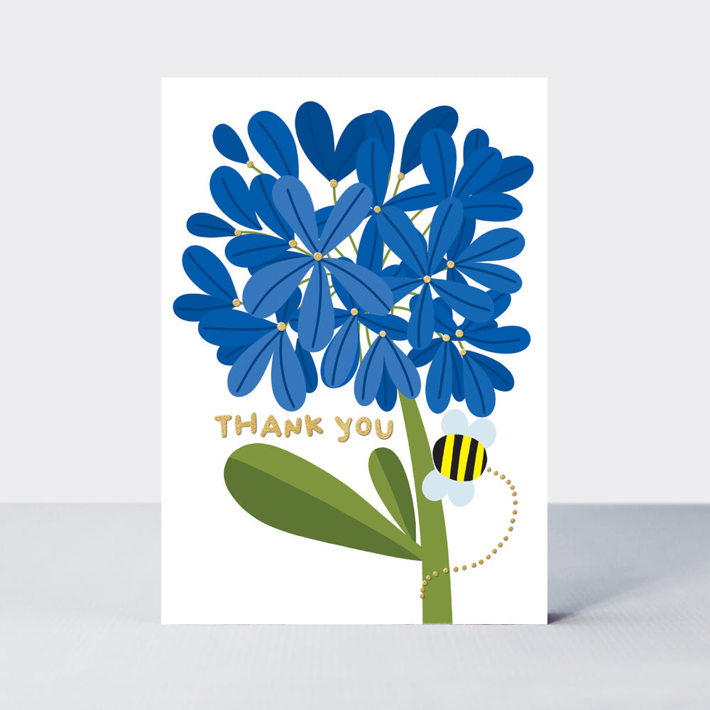 Oopsie Daisy - Thank You Card/Blue Agapanthus &amp; Bee