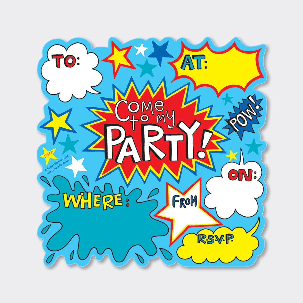 Die Cut Social Stationery - Super Hero Party Invitations
