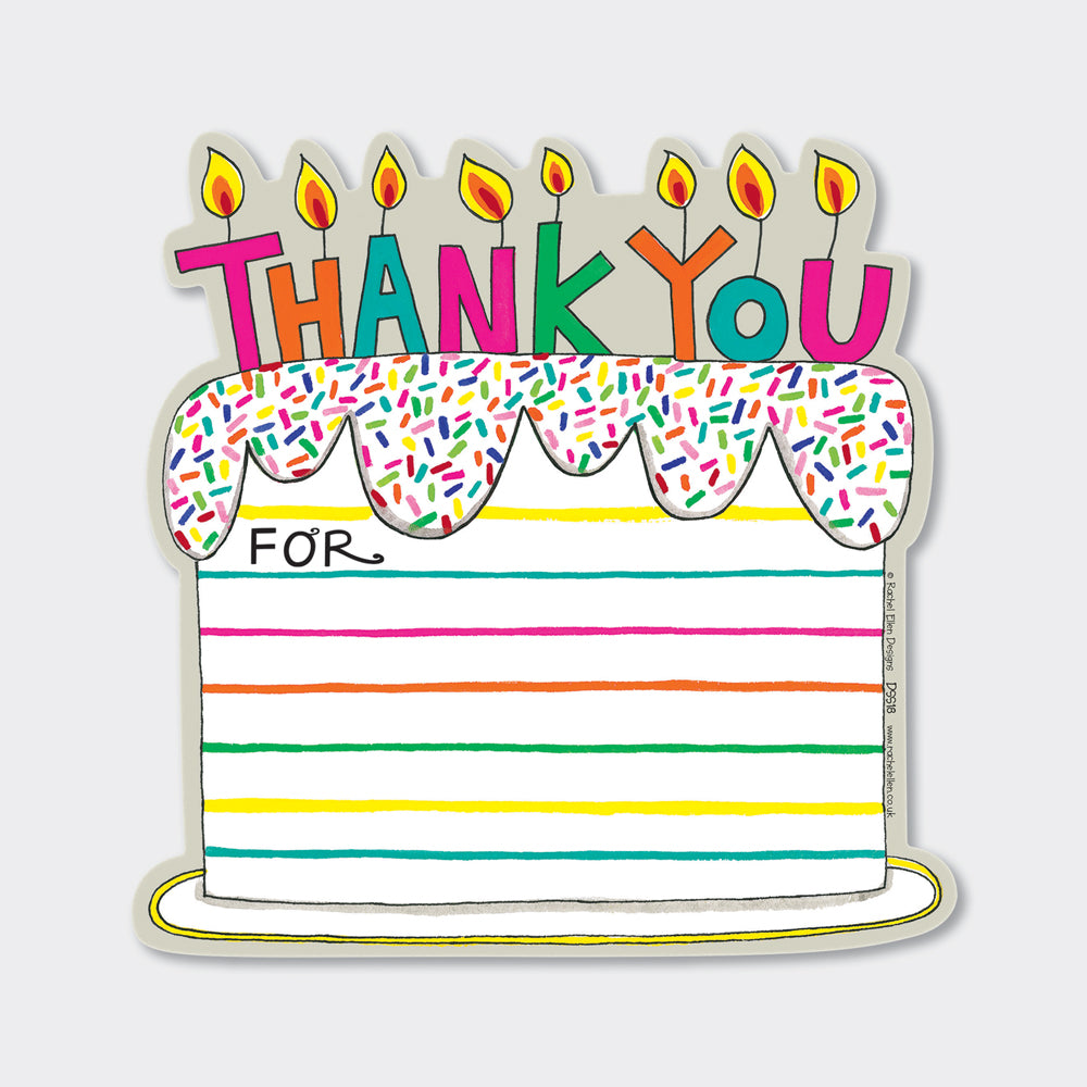 Birthday Cake Thank You Note Cards (8 Pack) - Bright Rainbow Sprinkles