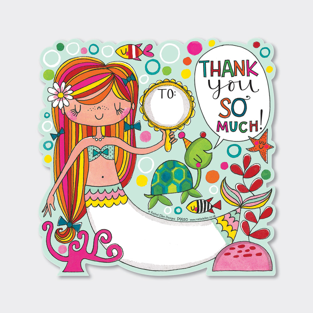 Mermaid Thank You Note Cards (8 Pack) - Under the Sea with Turtle