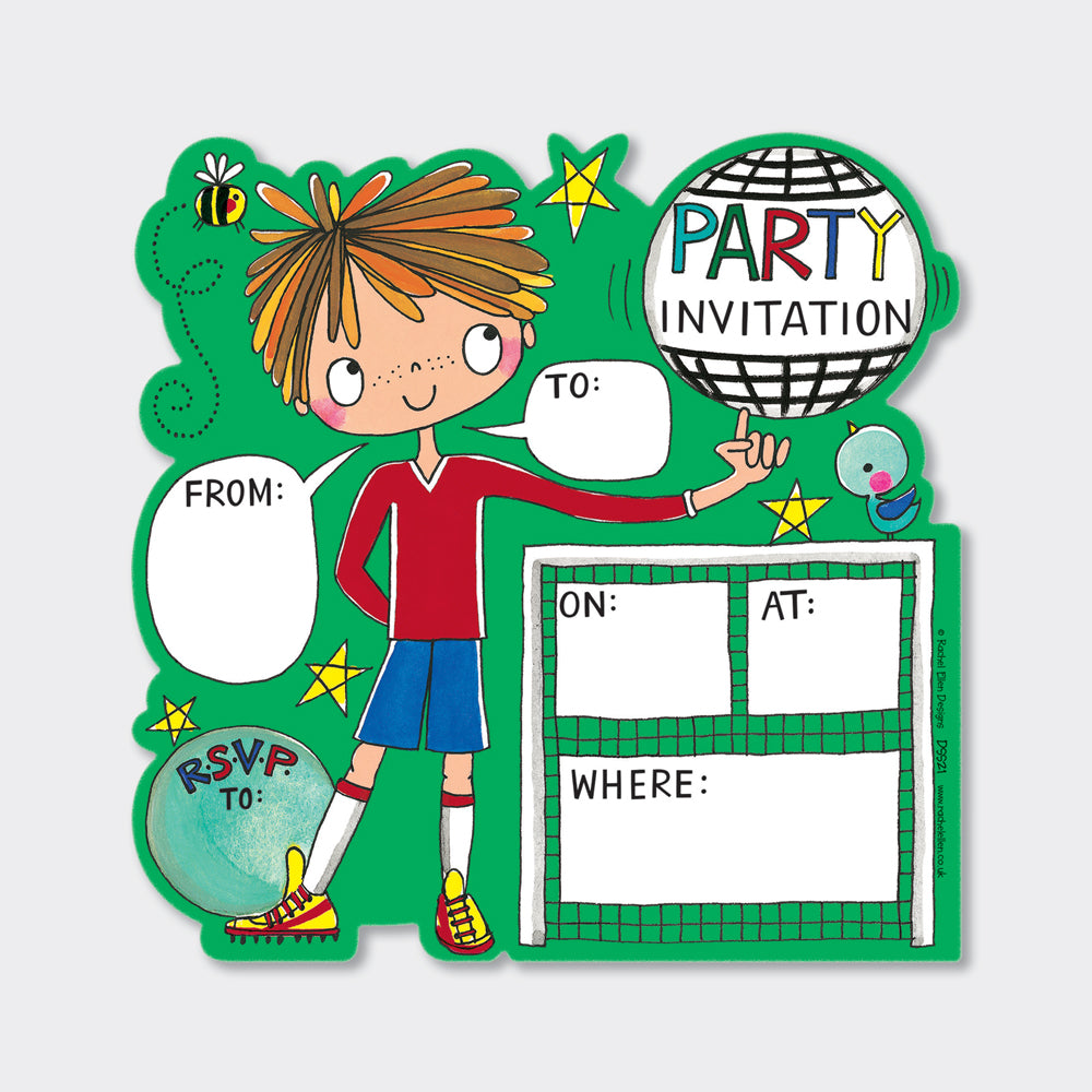 Football Party Invitations (8 Pack) - Green Background