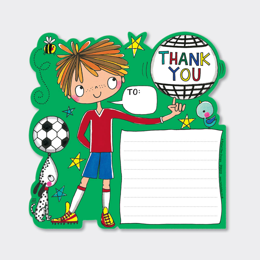 Football Thank You Note Cards (8 Pack) - Green Background