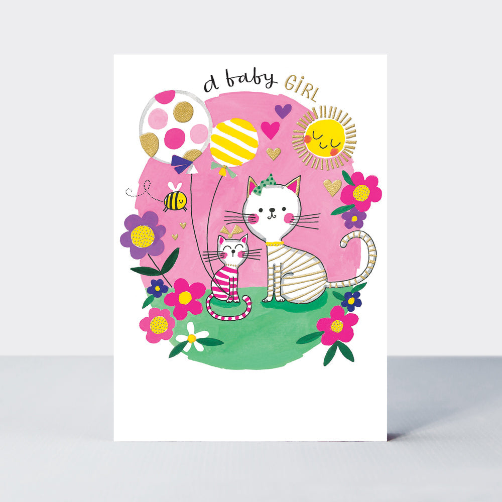 Fingerprint - Baby Girl/Cats Greetings Card