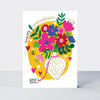 Fingerprint - Happy Anniversary/Vase Of Flowers Greetings Card