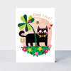 Fingerprint - Good Luck/Cat & Clover Greetings Card