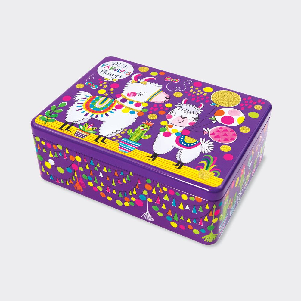 Glittered Rectangular Storage Tin Fabulous Things/Llamas – Rachel Ellen ...