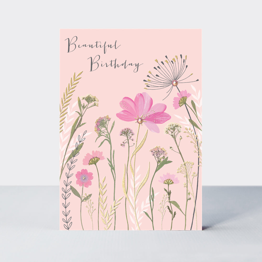 Wild Flower - Open birthday floral on light pink