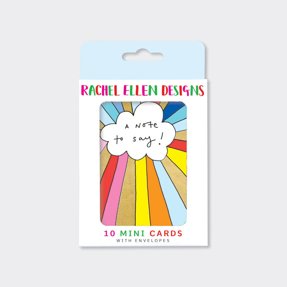 Pack of 10 Foiled Notecards - A Note To Say/Cloud &amp; Rainbow