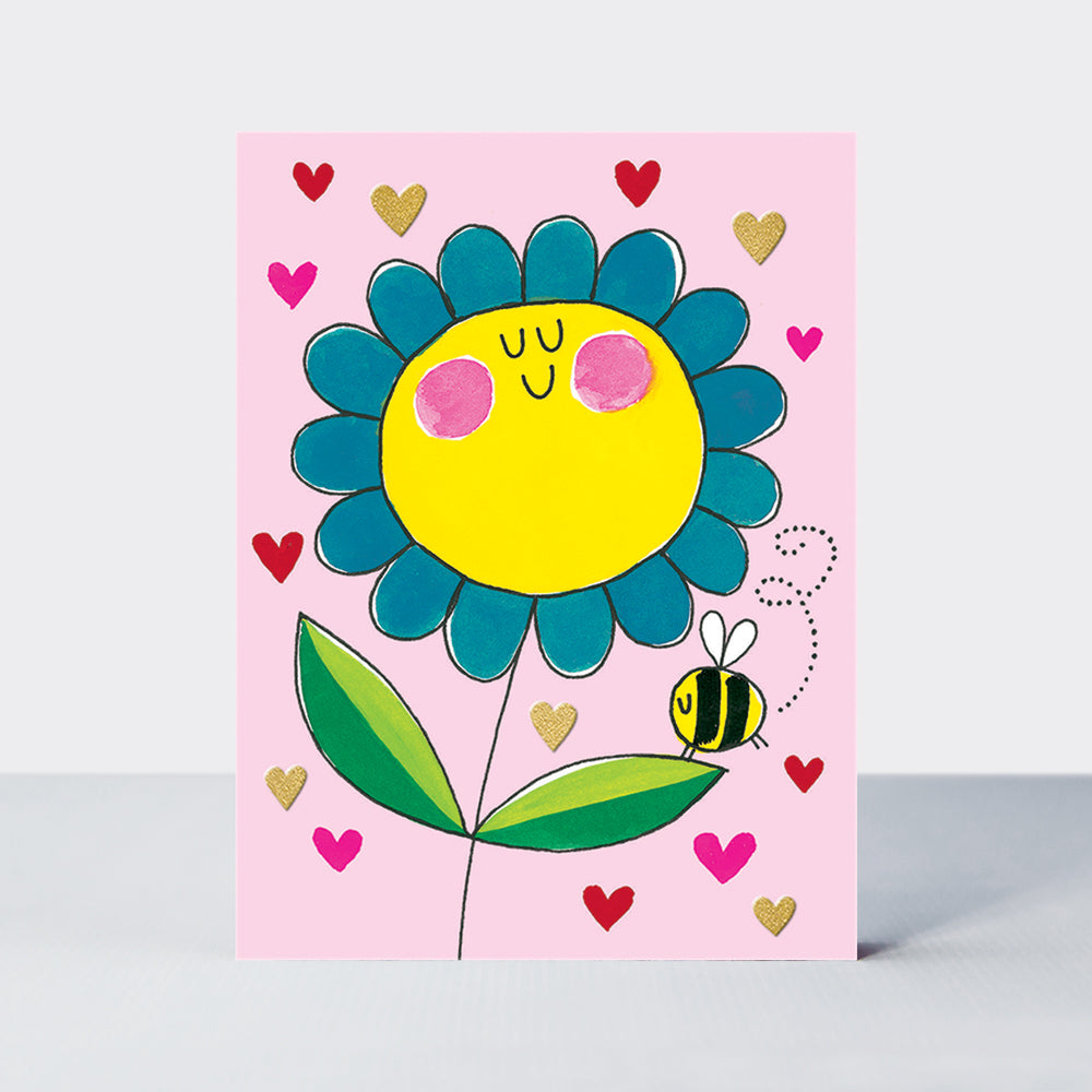 Foiled Pack of 10 Notecards - Smiley Flower/Blank